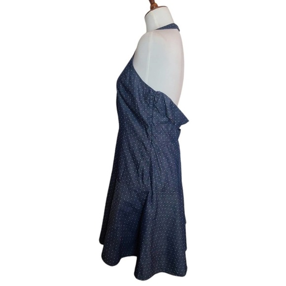 Parker Blue Polka Dot Halter Backless Fit & Flare Mini Dress Medium NWT - Picture 4 of 7